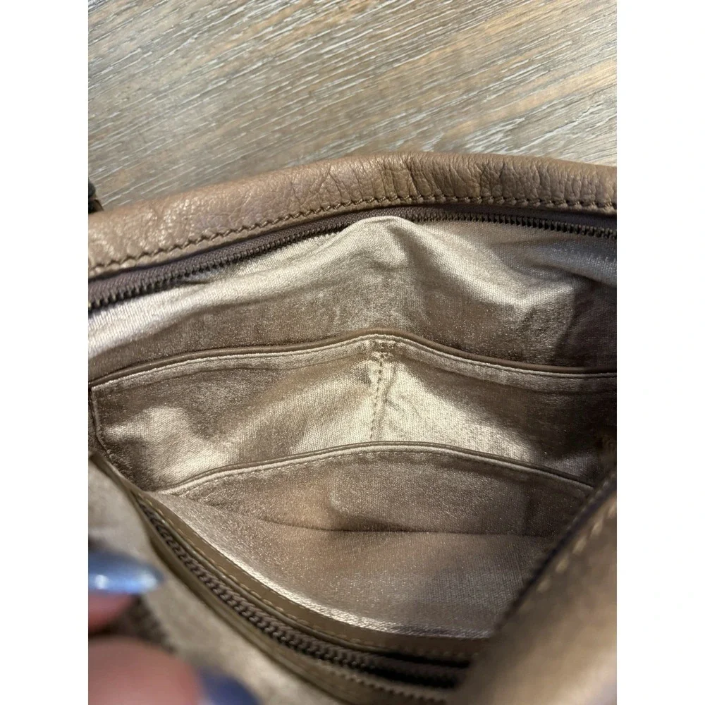 LIEBESKIND Berlin Leather Shoulder‎ Bag Brown Rectangular Pebbled
